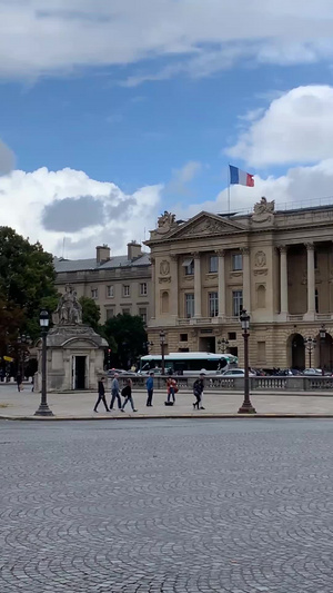 法国巴黎协和广场实拍视频城市建筑25秒视频