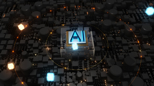 4K三维AI芯片人人工智能背景60秒视频