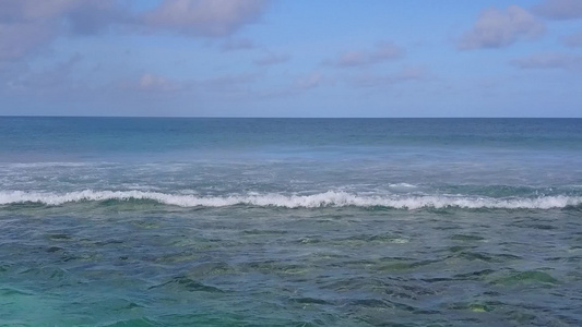 海洋环礁湖海滩野生生物以白沙背景的海平面蓝海观视自然视频