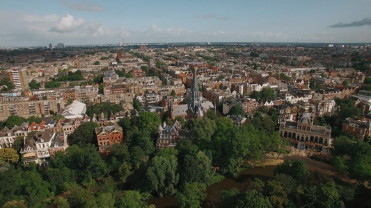 Amsterdam城市的景色空中视图视频