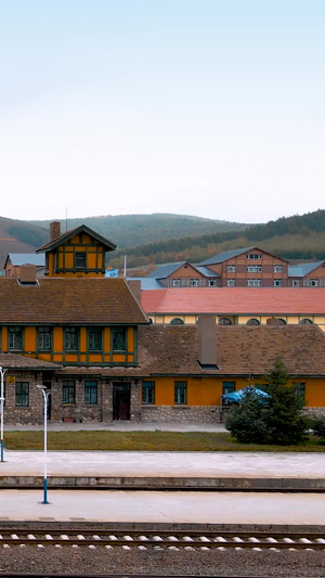 阿尔山北欧俄式建筑火车站旅游景区33秒视频