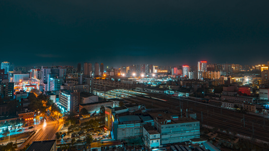 8k延时河南郑州老城区夜景素材视频