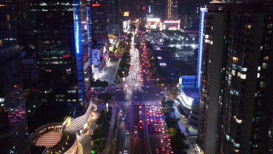 广州夜景十字路口视频