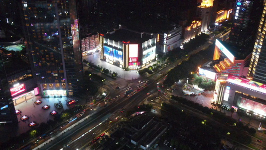 广州夜景十字路口[三叉路口]视频