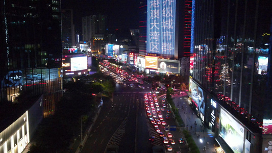 广州人民公园和天河夜景夜景十字路口视频