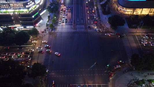 广州夜景十字路口视频