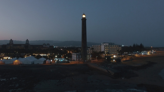 灯塔夜景加那利河谷岛西班牙视频