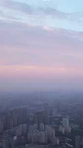 航拍城市夕阳晚霞落日天空地标天际线高楼素材城市素材视频