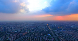 上海城市黄昏航拍视频21秒视频