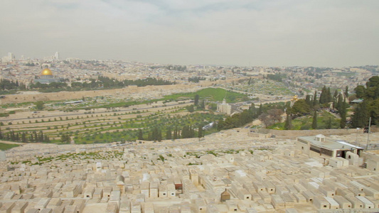 Jerusalem老城和寺庙山的全景视频