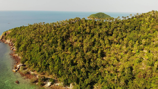 空中无人机查看泰国帕岸岛小马岛异国情调的海岸全景景观视频