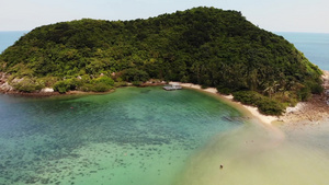 空中无人机查看泰国帕岸岛小马岛异国情调的海岸全景景观25秒视频