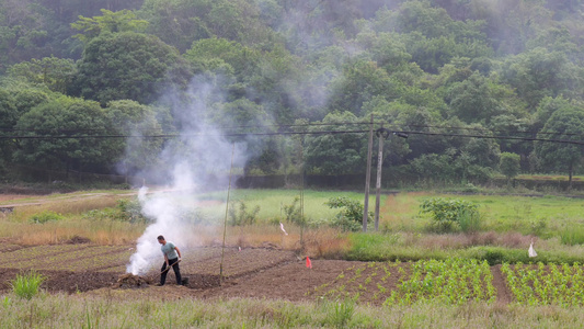 农村春耕锄地开始田间劳作视频