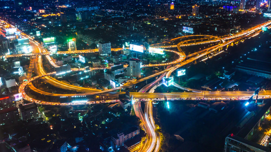 泰王国邦科克市区间夜间城市风景视频