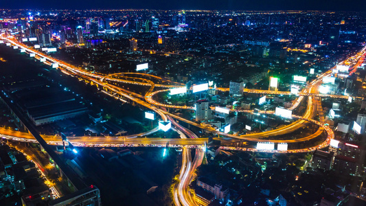 泰王国邦科克市城市风景的夜晚视频