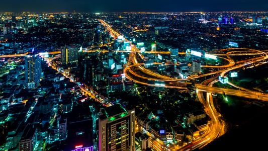 泰王国邦科克市城市风景的夜晚视频