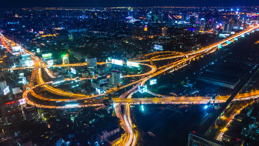 泰王国邦科克市城市风景的夜晚视频