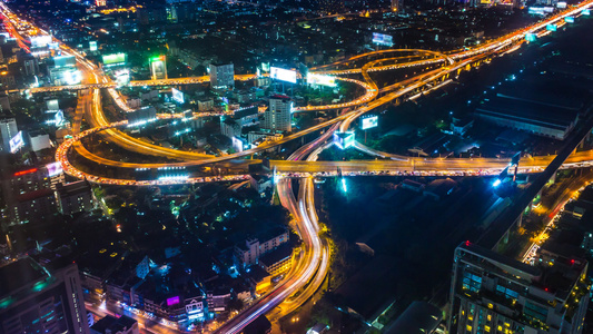 泰王国邦科克市城市风景的夜晚视频