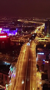 上海浦东杨高路立交垂直航拍城市天际线视频