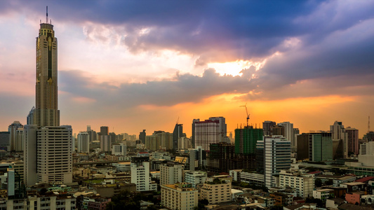 泰王国邦科克市日落城市风景视频