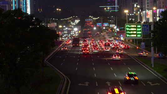 城市夜晚道路车流实拍视频