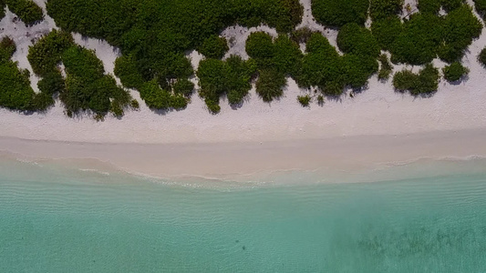 蓝环礁带白沙背景的蓝色环礁湖放松岛屿海滩野生生物视频