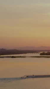 航拍石家庄滹沱河湿地夕阳视频