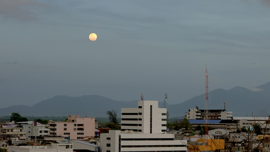 泰国超级月亮升起延时4K视频