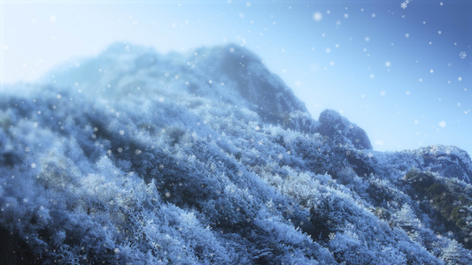 冬日远山雪景雪花飘舞视频