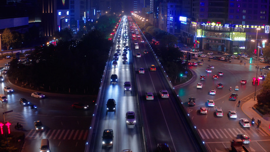 都市夜景车流4K航拍[都市化]视频