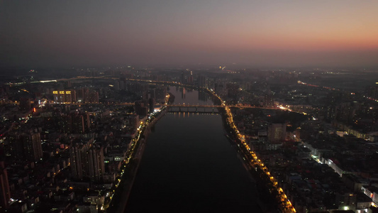 湖南衡阳城市风光日落晚霞夕阳航拍视频