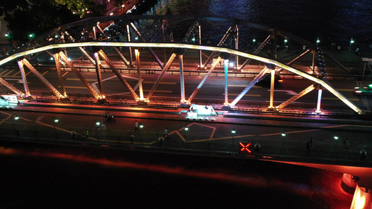 广州桥的夜景海珠大桥视频