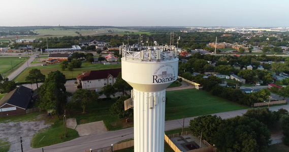 RoanokeTexas市和水塔的空中录像视频