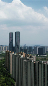 浙江杭州海滨新区高楼建筑航拍视频