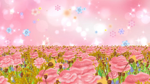 唯美动态粉色粒子花海动态光晕花朵上升背景视频30秒视频