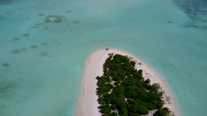 白沙背景蓝绿色海洋海岸海滩度假的空中无人机旅行10秒视频