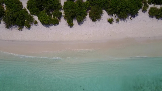 蓝海白沙背景豪华岸滩度假空中全景视频