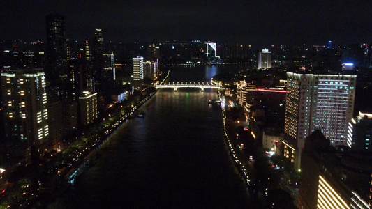 广州桥的夜景人民桥夜景视频