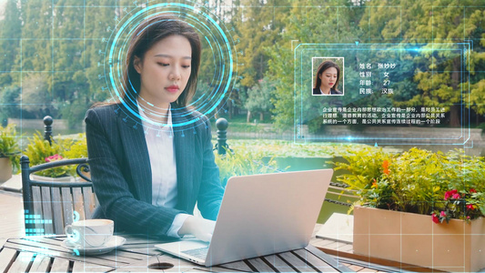 科技人脸识别系统宣传模板视频