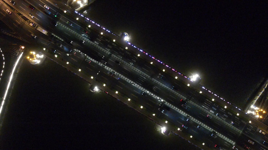 广州桥的夜景人民桥夜景视频