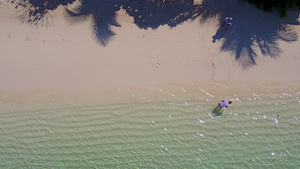 热带度假度假胜地的白色沙滩和浅海的环礁湖海滩15秒视频