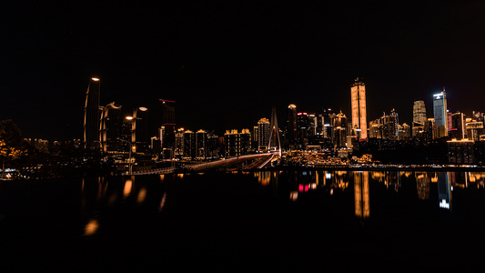 8K重庆渝中半岛水面倒影夜景视频