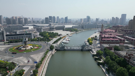 天津城市建设海河风光航拍 视频