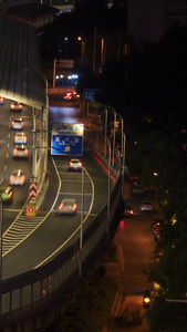 航拍城市高架桥道路交通夜景车流街景素材道路素材视频