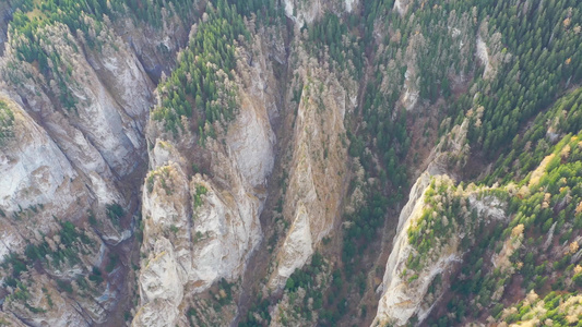 夏季森林中的山峡来自上方的巨大岩石罗马尼亚的西亚拉劳山视频