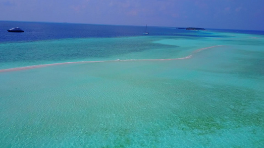 以蓝海和白沙背景的蓝海为目的地对豪华旅游海滩野生生物视频