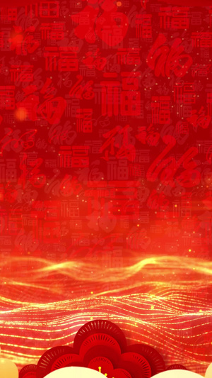 红色粒子波浪喜庆动态春节循环背景视频30秒视频