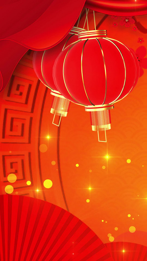 红色动态光效喜庆春节循环背景视频30秒视频