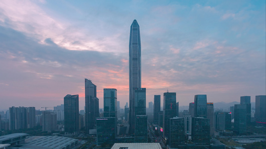 深圳CBD天际线日转夜延时夜景视频