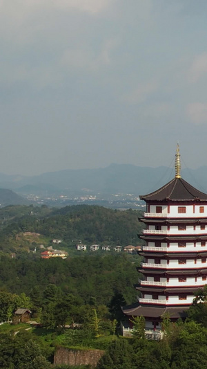 航拍5A安徽万佛湖景区标志景点龙河塔视频旅游目的地50秒视频